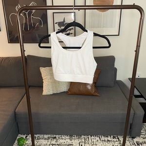 White Fabletics sports bra